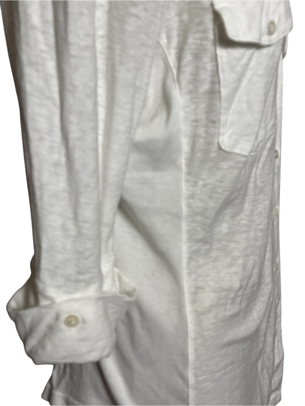 James Perse White Sheer Slub Side Panel Button Down Shirt —  4 XL - Picture 6 of 13